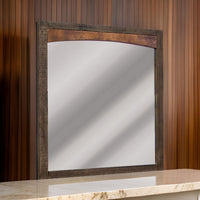 Berry 37 x 38 Inch Dresser Mirror, Square, Copper and Brown Wood Finish - BM311854