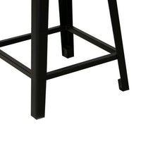 Simi 24 Inch Counter Height Stool, Industrial Black Metal Base, Brown Wood - BM311857