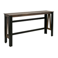 Pola 67 Inch Sofa Table, Transitional Rectangular Top, Gray and Brown Wood - BM311863