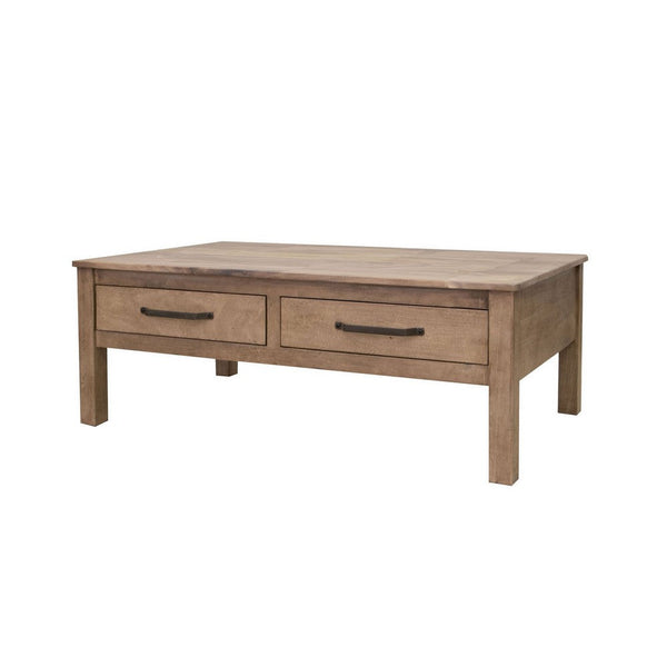 Umey 53 Inch Coffee Table, 2 Drawers, Light Natural Brown Wood Frame - BM311865