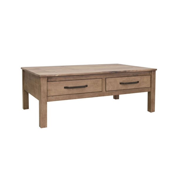 Umey 53 Inch Coffee Table, 2 Drawers, Light Natural Brown Wood Frame - BM311865