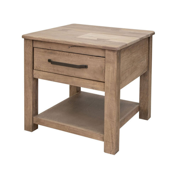 Umey 23 Inch Side End Table, 1 Drawer, Lower Shelf, Natural Brown Wood - BM311867