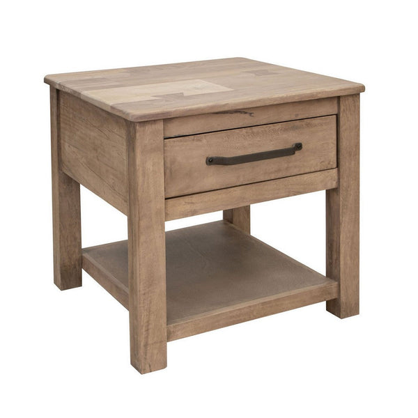 Umey 23 Inch Side End Table, 1 Drawer, Lower Shelf, Natural Brown Wood - BM311867