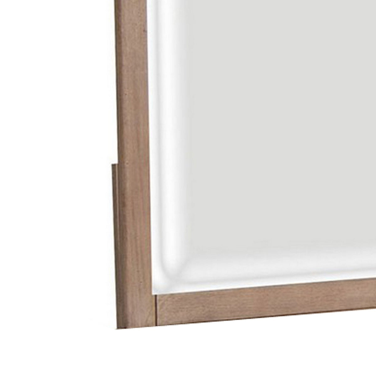 Umey 37 x 38 Inch Dresser Mirror, Beveled, Light Natural Brown Wood Frame - BM311871