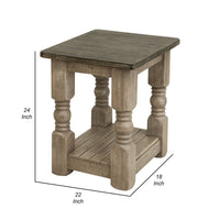 Nite 24 Inch Chairside Table, Square Top, Lower Shelf, Brown Wood Frame - BM311875