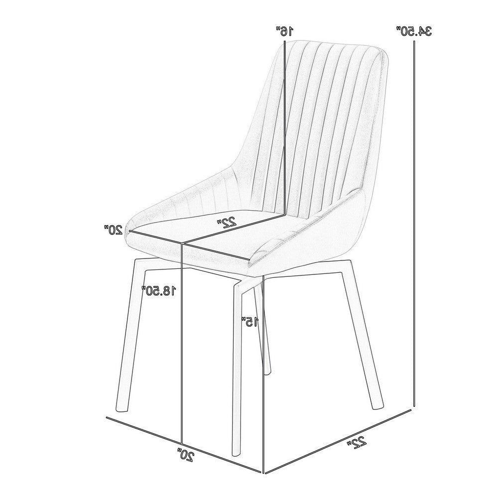 Jeny 22 Inch Swivel Dining Chair Set of 2, Gray Polyester, Black Legs - BM311880