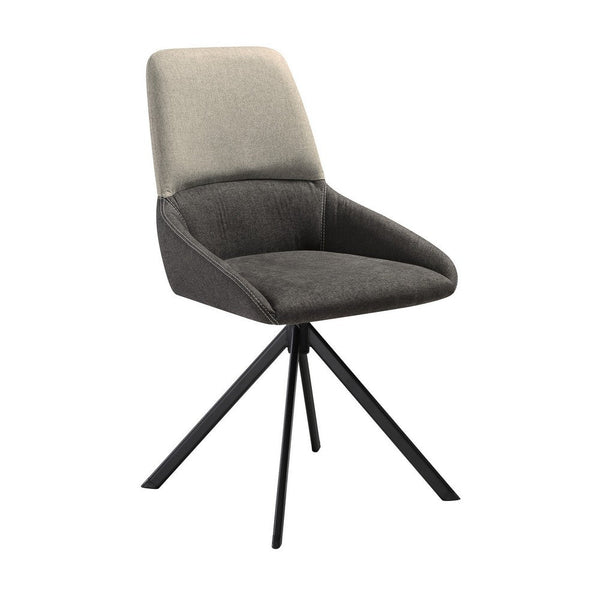 Rick 22 Inch Swivel Dining Chair, 2 Tone Gray Upholstery, Tall Back, Black  - BM311883