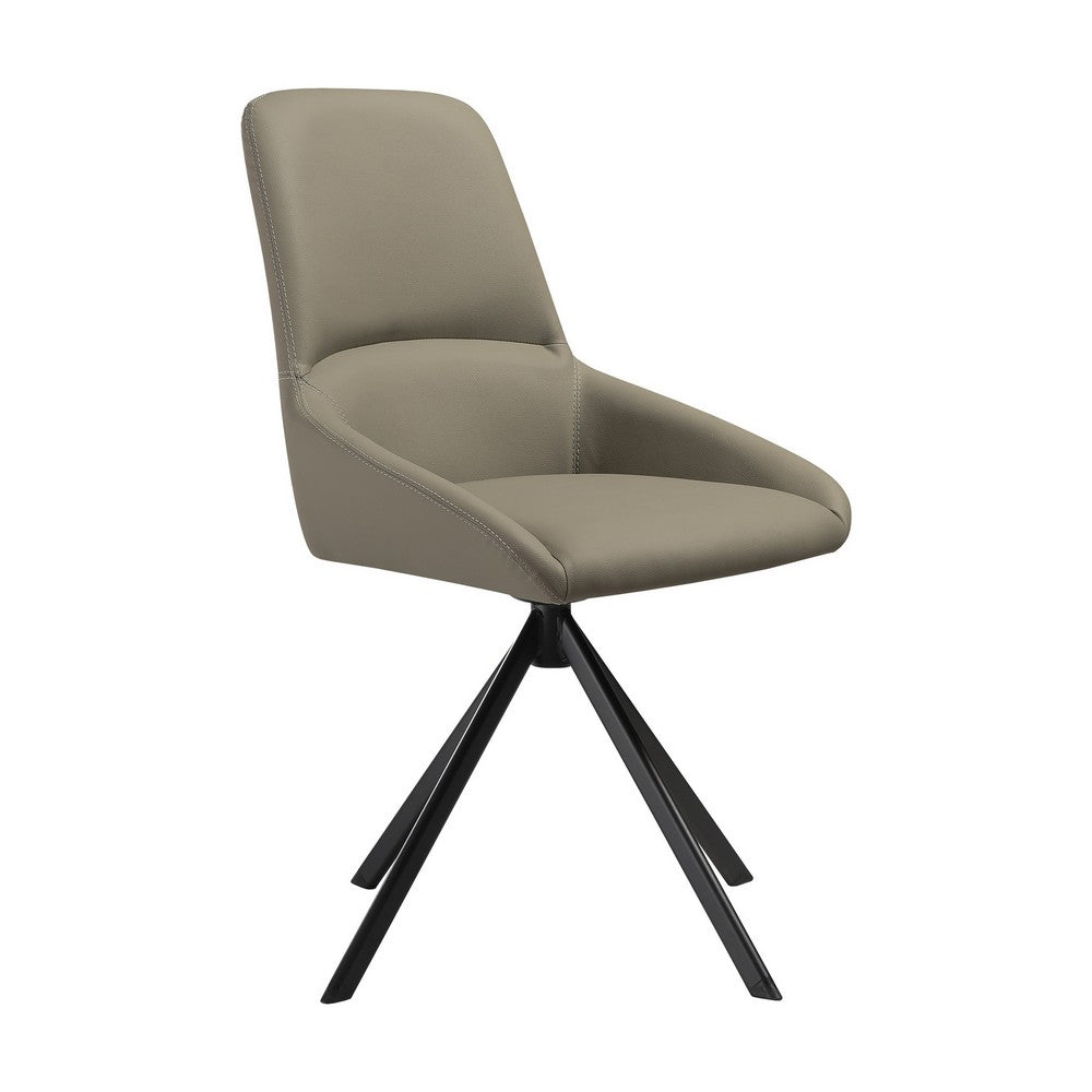 Benzara Rick 22 Inch Swivel Dining Chair Set of 2, Taupe