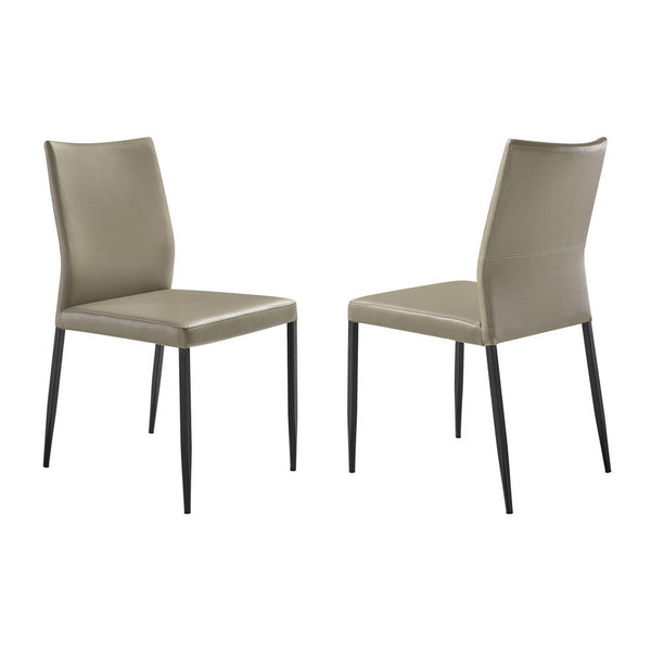 Ash 22 Inch Dining Chair Set of 2, Gray Faux Leather, Tall Curved, Black - BM311888