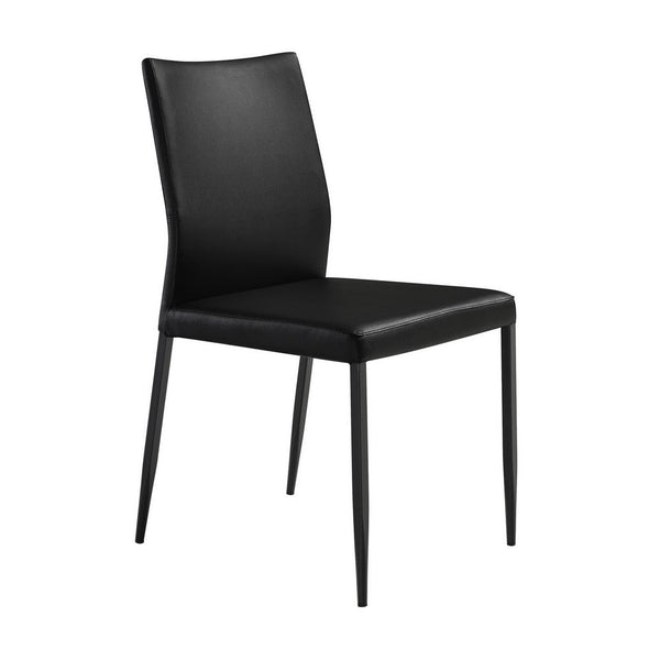 Ash 22 Inch Dining Chair Set of 2, Black Faux Leather, Tall Curved, Black - BM311890