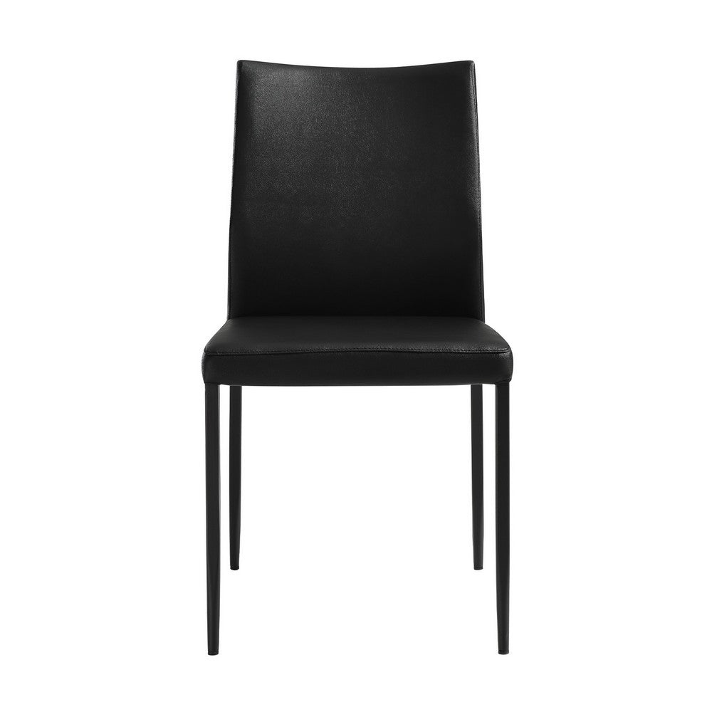 Ash 22 Inch Dining Chair Set of 2, Black Faux Leather, Tall Curved, Black - BM311890