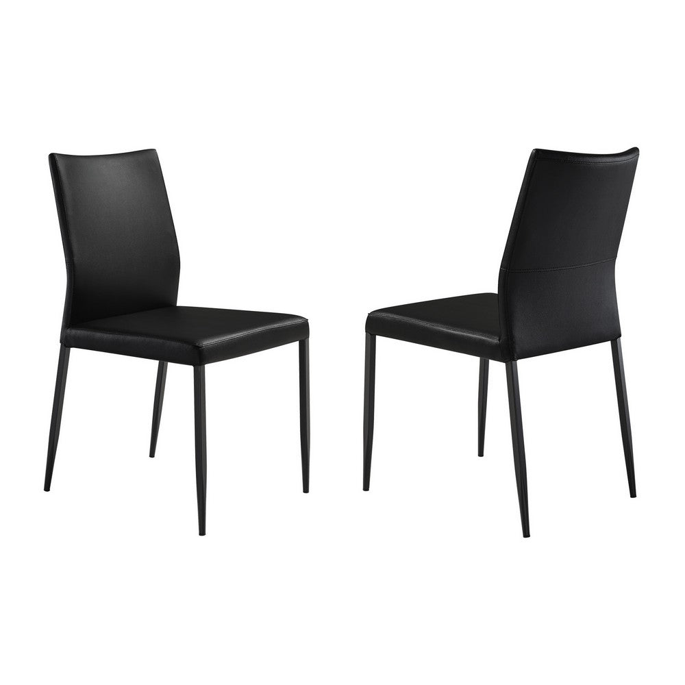 Ash 22 Inch Dining Chair Set of 2, Black Faux Leather, Tall Curved, Black - BM311890