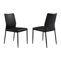 Ash 22 Inch Dining Chair Set of 2, Black Faux Leather, Tall Curved, Black - BM311890