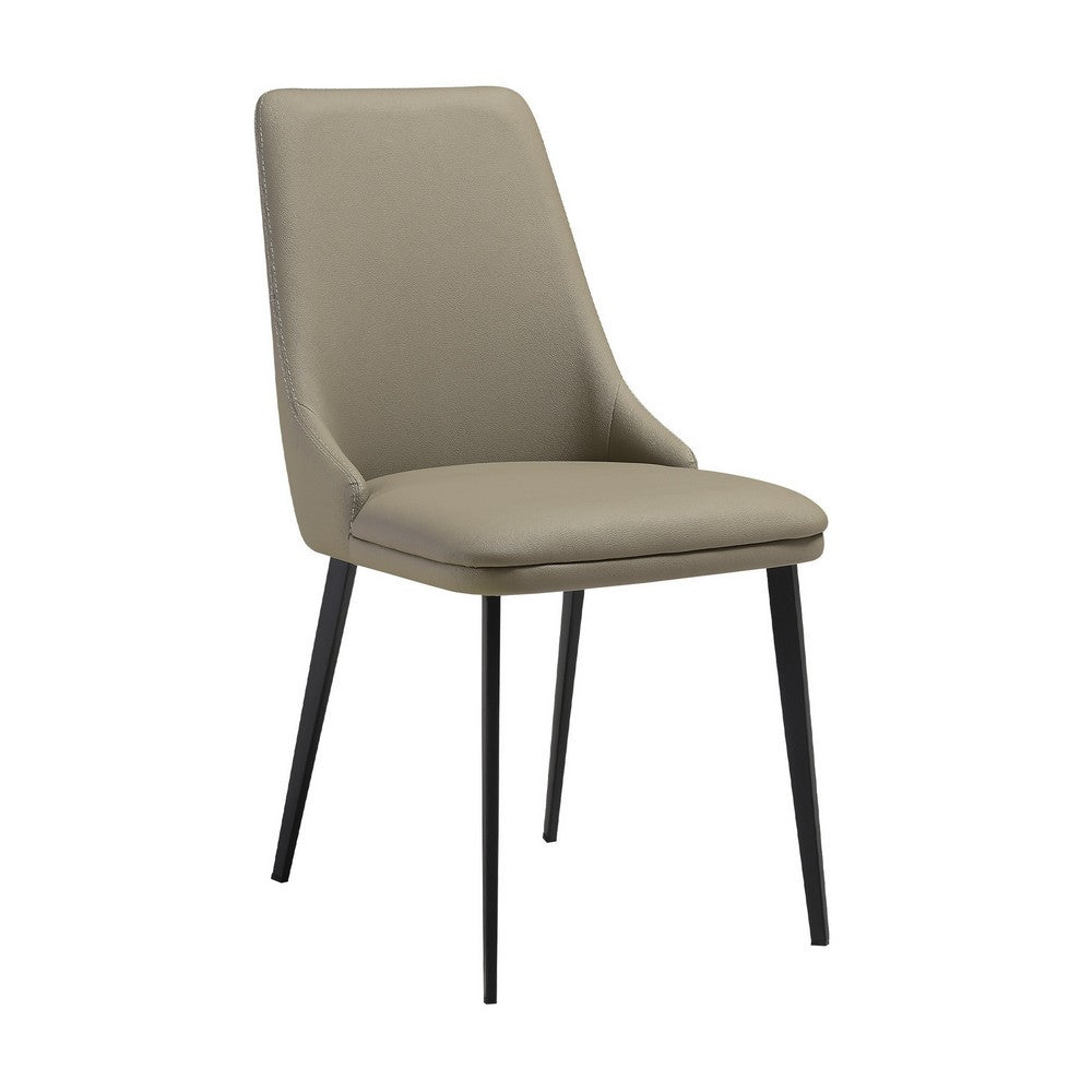 Lia 23 Inch Dining Chair Set of 2, Taupe Gray Faux Leather, Black Legs - BM311901