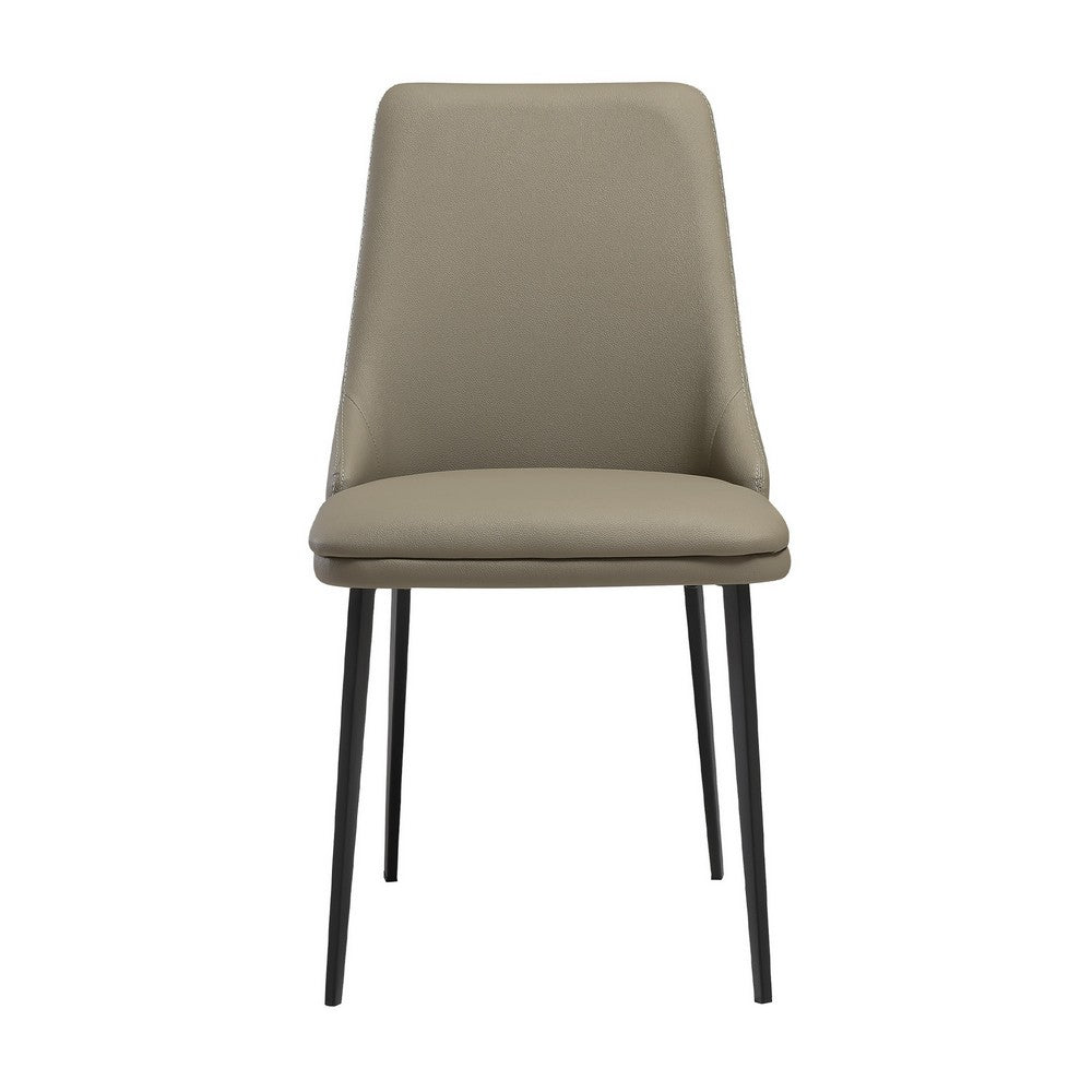Lia 23 Inch Dining Chair Set of 2, Taupe Gray Faux Leather, Black Legs - BM311901