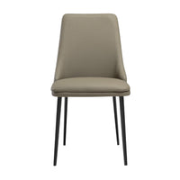 Lia 23 Inch Dining Chair Set of 2, Taupe Gray Faux Leather, Black Legs - BM311901