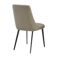 Lia 23 Inch Dining Chair Set of 2, Taupe Gray Faux Leather, Black Legs - BM311901