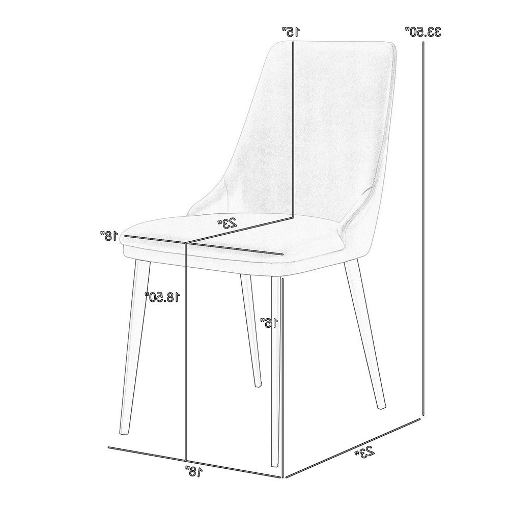 Lia 23 Inch Dining Chair Set of 2, Taupe Gray Faux Leather, Black Legs - BM311901