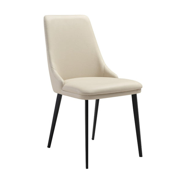 Lia 23 Inch Dining Chair Set of 2, Beige Faux Leather, Black Steel Legs - BM311902