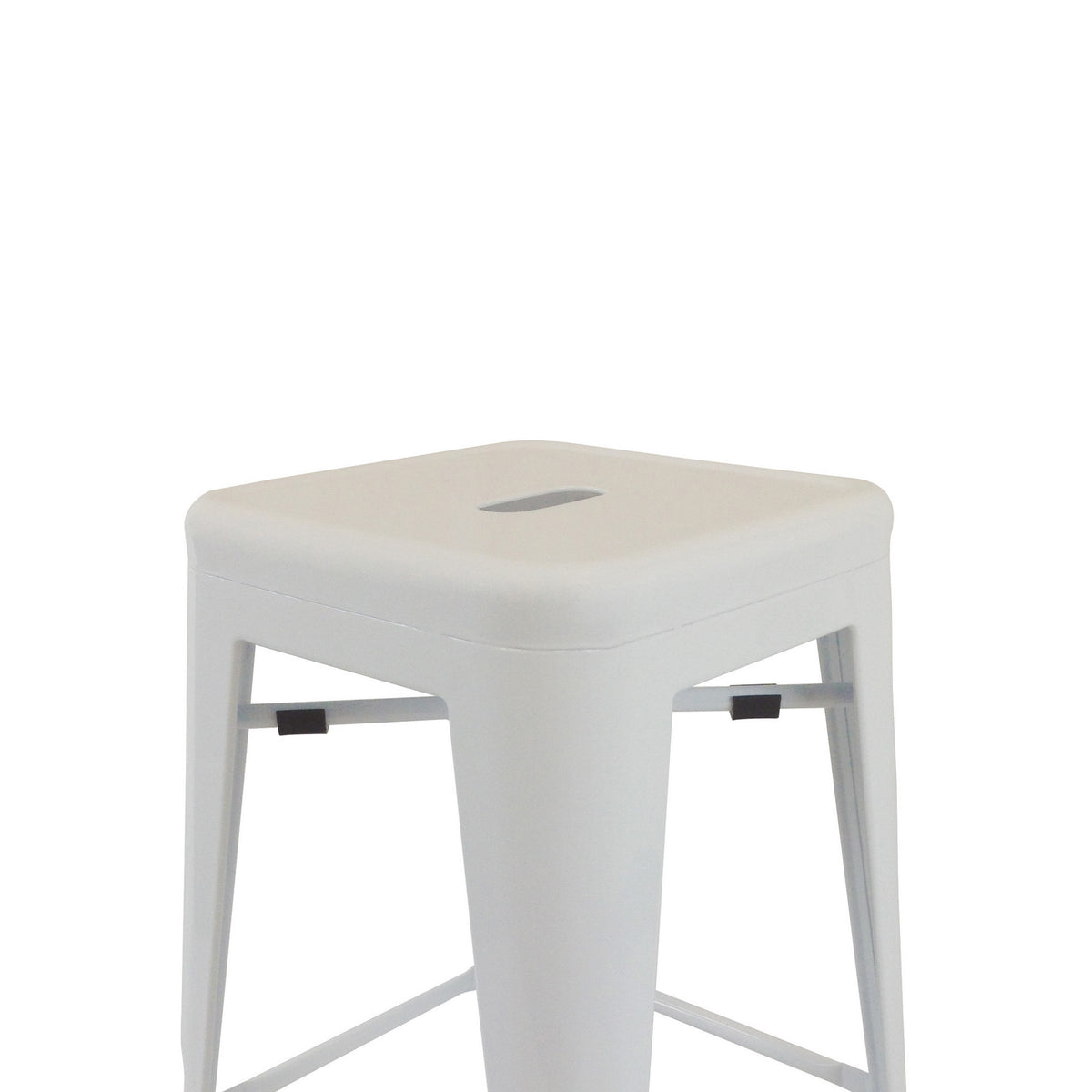 30 Inch Barstool, Tapered Legs, Sleek Footrests, Modern White Metal Finish - BM311903