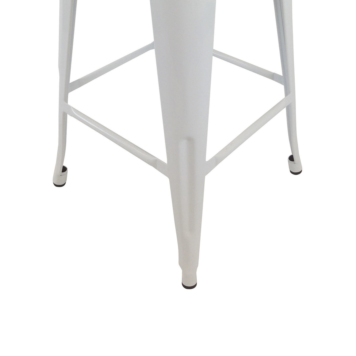 30 Inch Barstool, Tapered Legs, Sleek Footrests, Modern White Metal Finish - BM311903