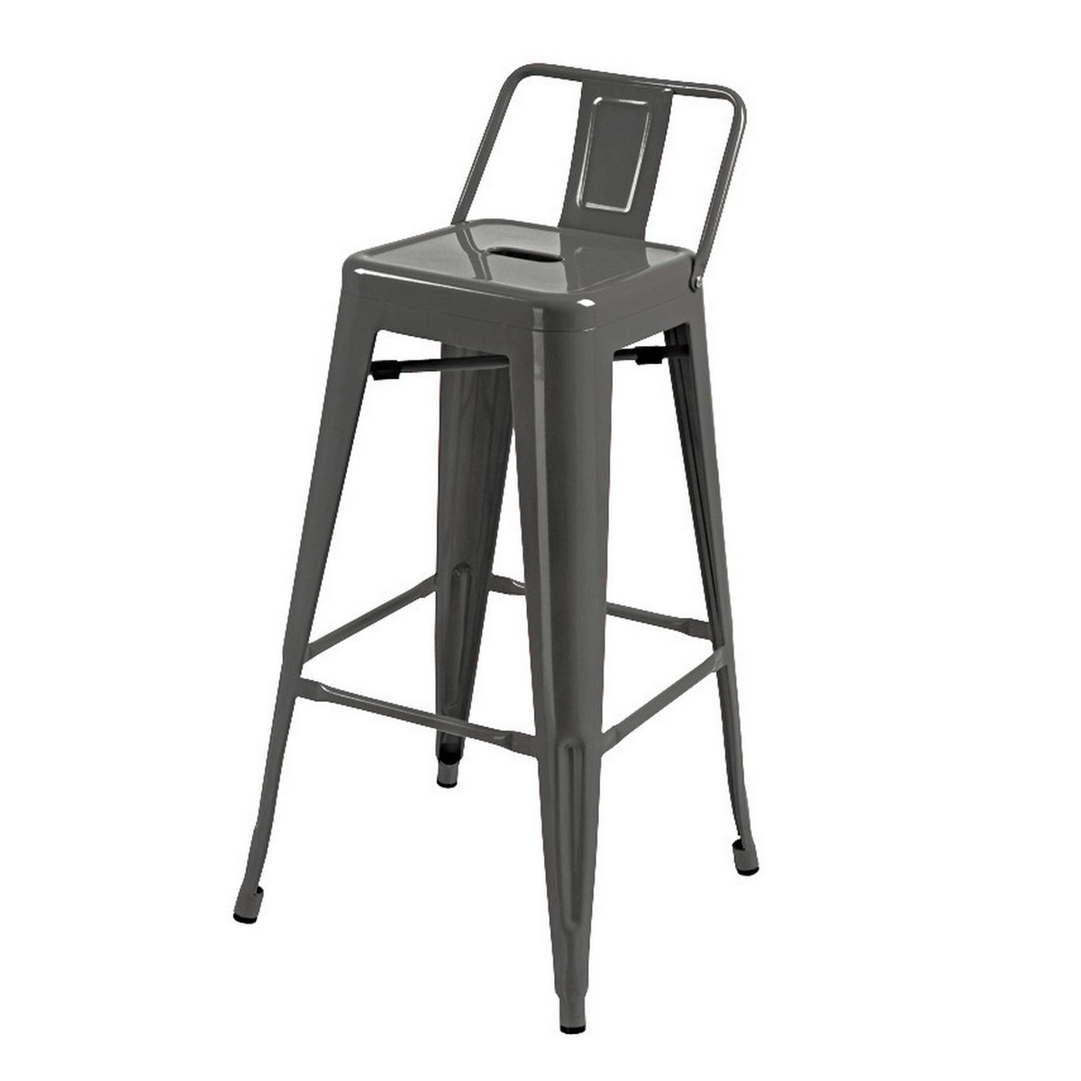 Giri 30 Inch Barstool Chair, Low Backrest, Tapered Legs, Dark Gray Metal - BM311904