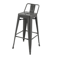 Giri 30 Inch Barstool Chair, Low Backrest, Tapered Legs, Dark Gray Metal - BM311904