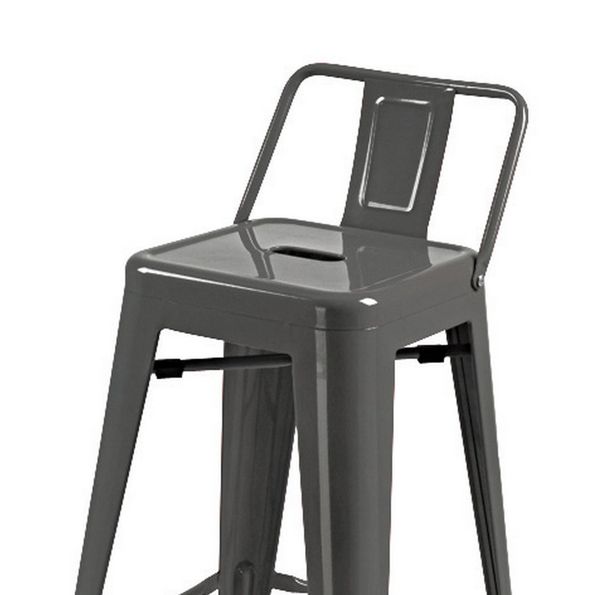 Giri 30 Inch Barstool Chair, Low Backrest, Tapered Legs, Dark Gray Metal - BM311904