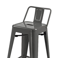 Giri 30 Inch Barstool Chair, Low Backrest, Tapered Legs, Dark Gray Metal - BM311904