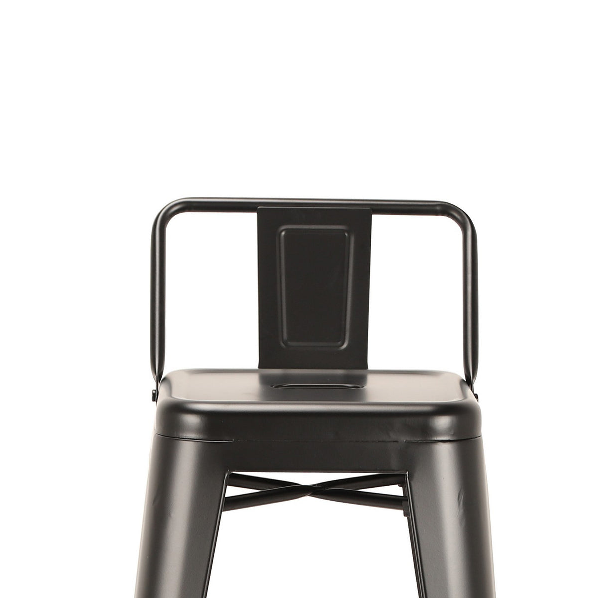 Giri 30 Inch Barstool Chair, Footrest and Tapered Legs, Black Metal Finish - BM311905