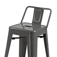 Giri 30 Inch Barstool Chair, Footrest and Tapered Legs, Light Gray Metal - BM311906