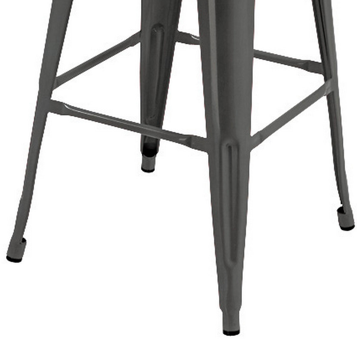 Giri 30 Inch Barstool Chair, Footrest and Tapered Legs, Light Gray Metal - BM311906