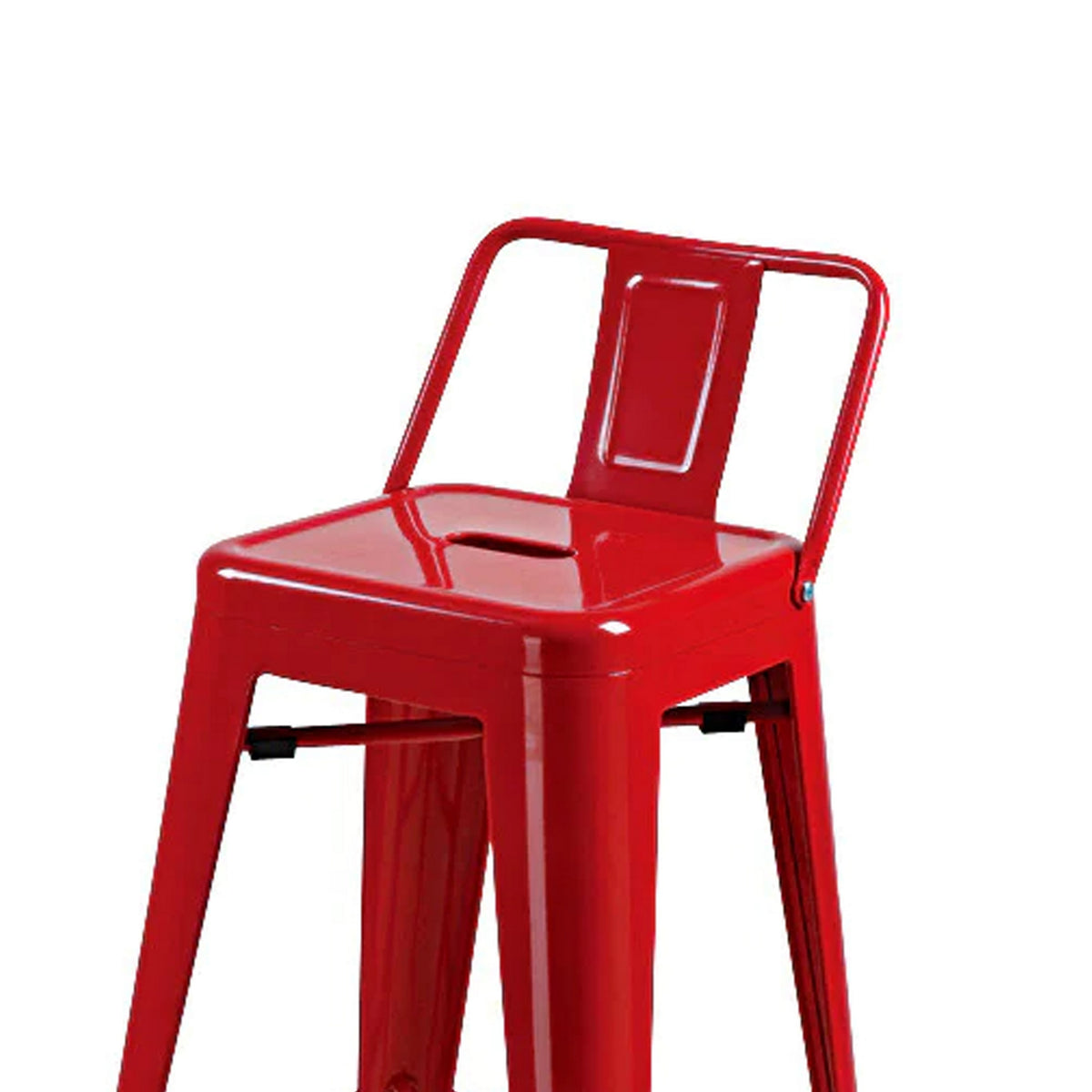 Giri 30 Inch Barstool Chair, Footrest and Tapered Legs, Red Metal Finish - BM311907