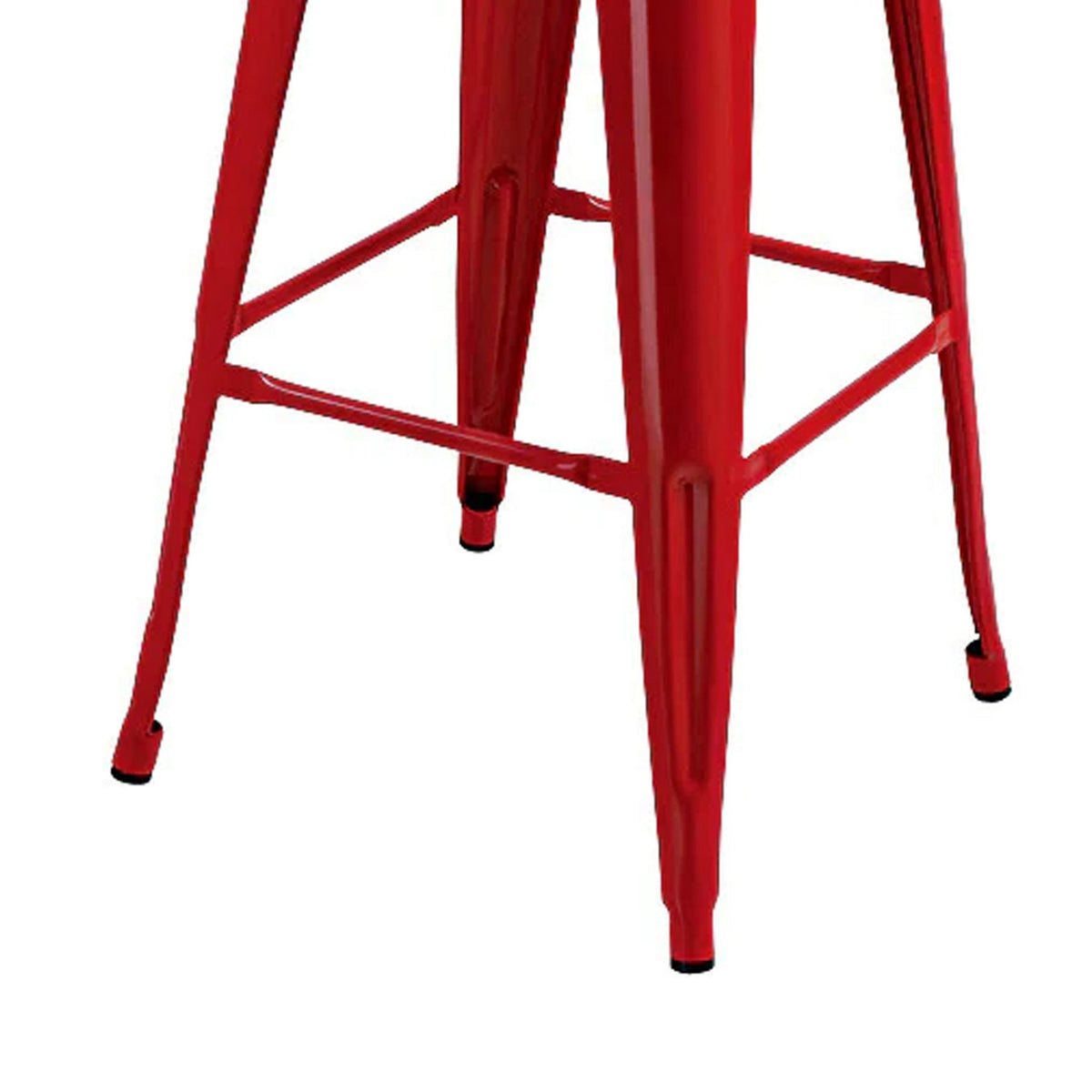 Giri 30 Inch Barstool Chair, Footrest and Tapered Legs, Red Metal Finish - BM311907