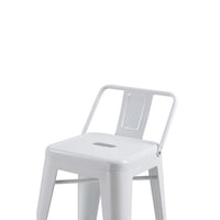 Giri 30 Inch Barstool Chair, Footrest and Tapered Legs, White Metal Finish - BM311908