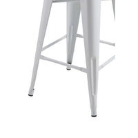 Giri 30 Inch Barstool Chair, Footrest and Tapered Legs, White Metal Finish - BM311908