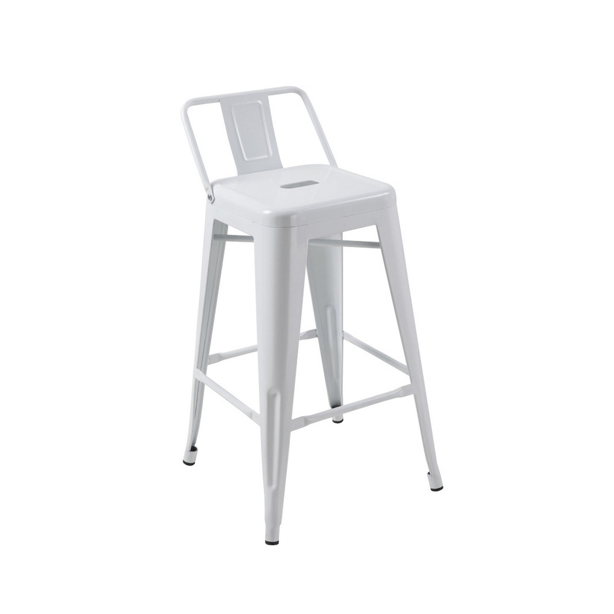 Giri 30 Inch Barstool Chair, Footrest and Tapered Legs, White Metal Finish - BM311908