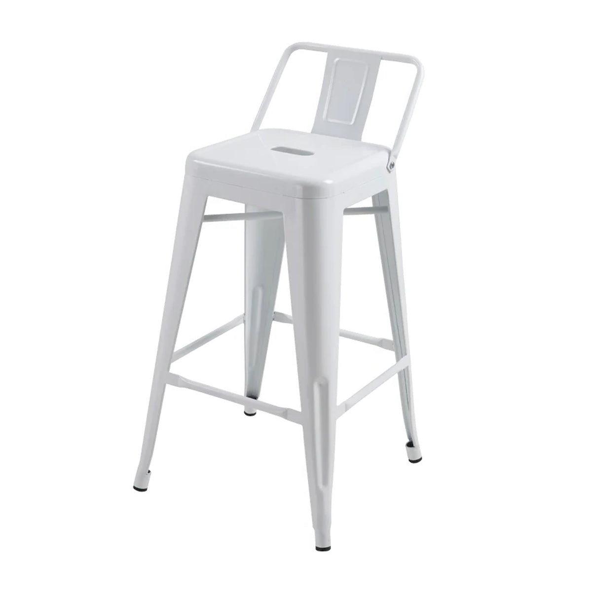 Giri 26 Inch Counter Stool Chair, Footrest and Tapered Legs, White Metal - BM311910