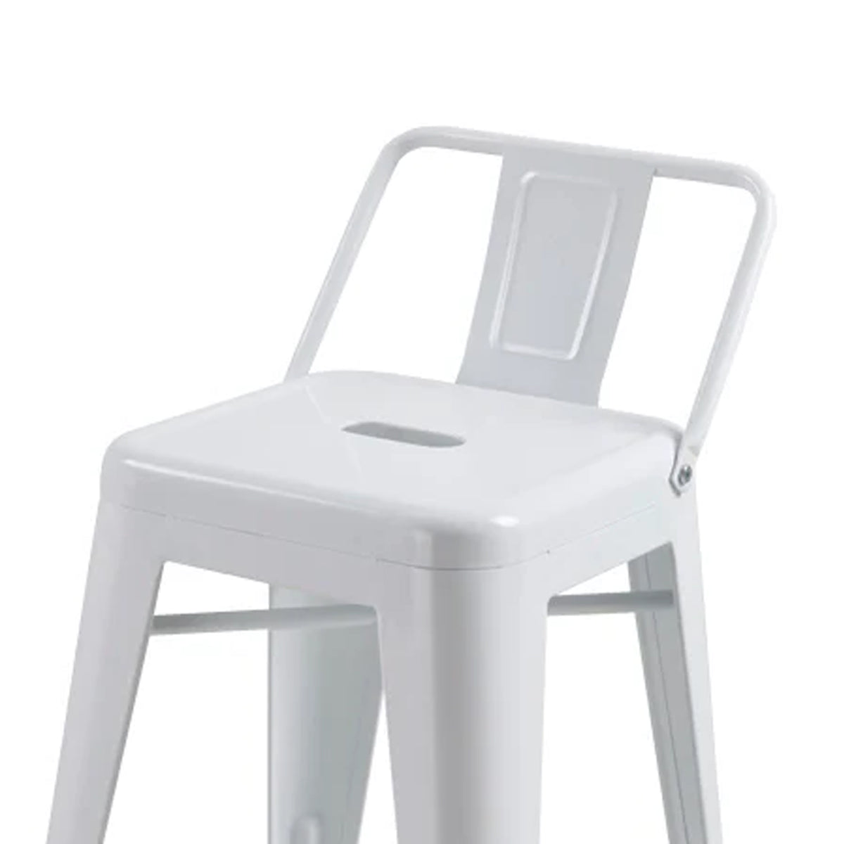 Giri 26 Inch Counter Stool Chair, Footrest and Tapered Legs, White Metal - BM311910