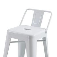 Giri 26 Inch Counter Stool Chair, Footrest and Tapered Legs, White Metal - BM311910