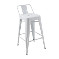 Giri 26 Inch Counter Stool Chair, Footrest and Tapered Legs, White Metal - BM311910