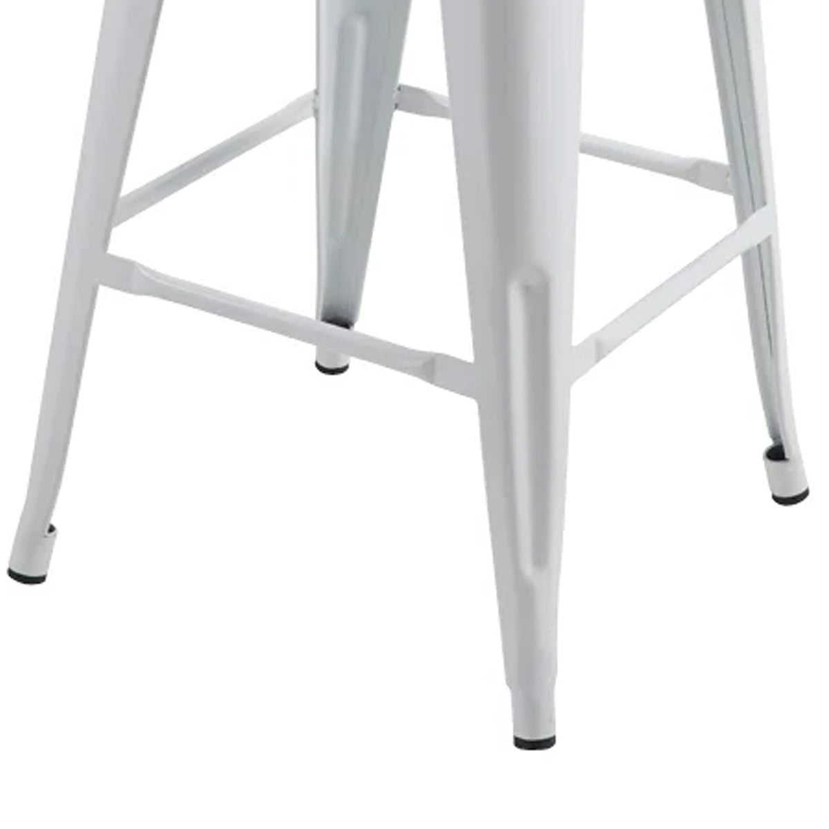 Giri 26 Inch Counter Stool Chair, Footrest and Tapered Legs, White Metal - BM311910