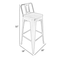 Giri 26 Inch Counter Stool Chair, Footrest and Tapered Legs, White Metal - BM311910