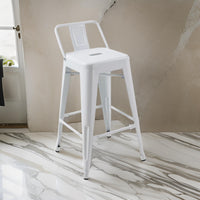 Giri 26 Inch Counter Stool Chair, Footrest and Tapered Legs, White Metal - BM311910