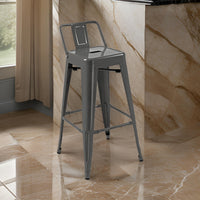 Giri 26 Inch Counter Stool Chair, Footrest and Tapered Legs, Light Gray - BM311911