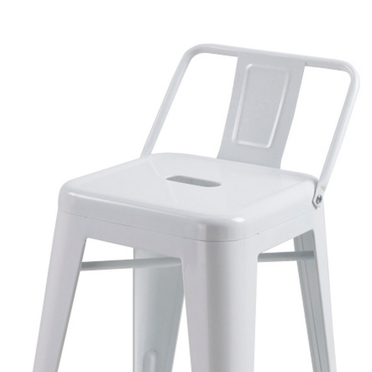 Giri 26 Inch Counter Stool Chair, Footrest and Tapered Legs, White Metal - BM311912