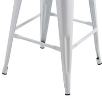 Giri 26 Inch Counter Stool Chair, Footrest and Tapered Legs, White Metal - BM311912