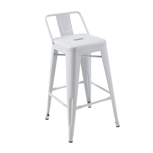 Giri 26 Inch Counter Stool Chair, Footrest and Tapered Legs, White Metal - BM311912