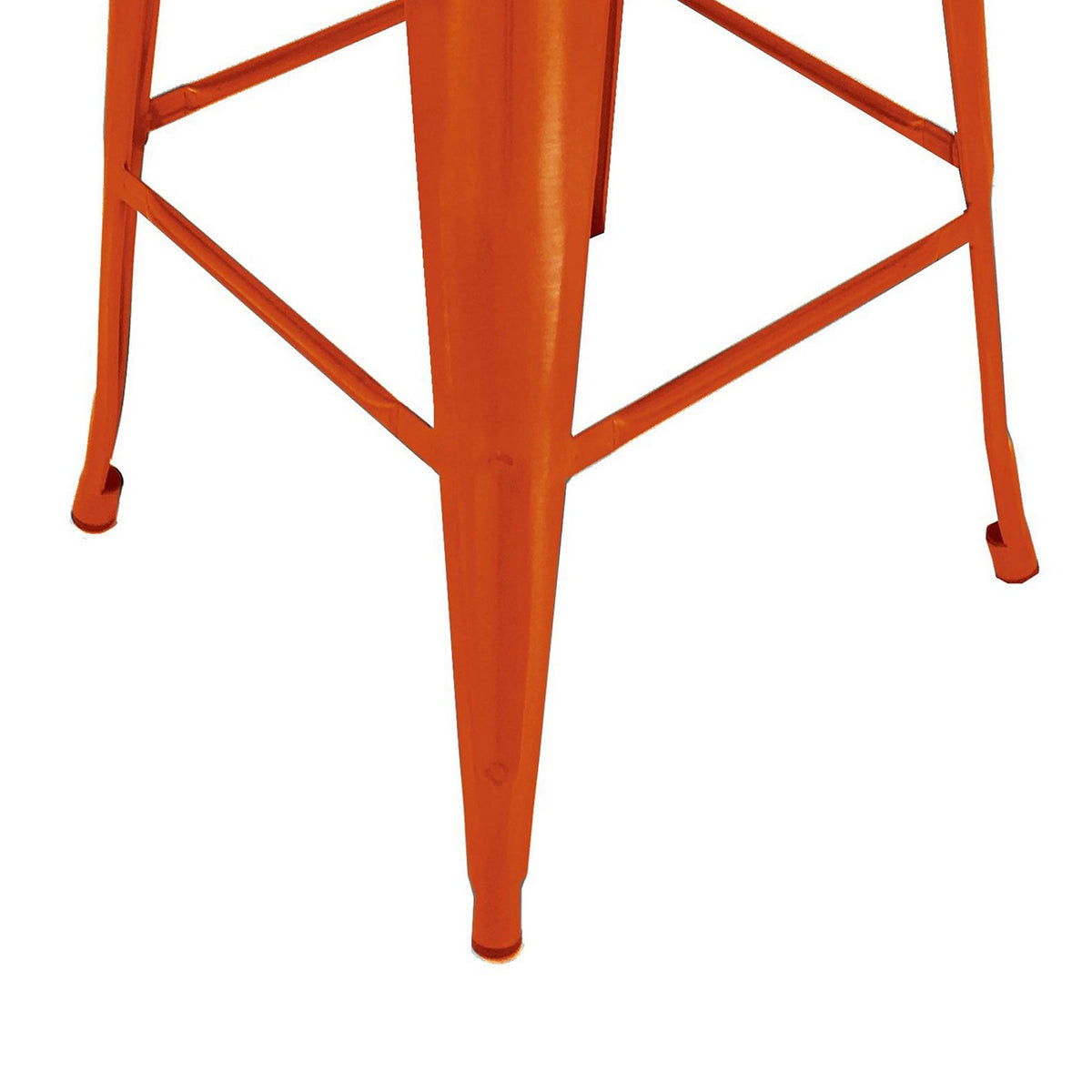 Trace 30 Inch Barstool Chair, Low Back, Wood Seat, Orange Metal Finish - BM311914