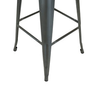 Trace 26 Inch Counter Stool Chair, Low Back, Wood Seat, Gray Metal Finish - BM311915